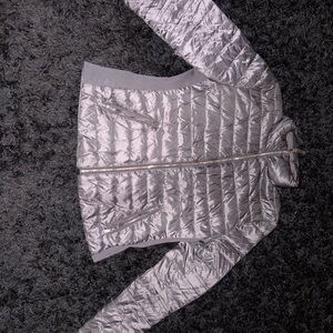 Zara Shiny Silver Quilted Puffer Jacket